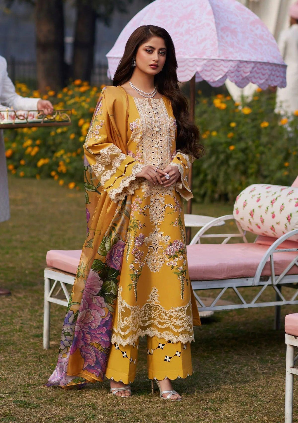 ELAF EMBROIDERED SUMMER LAWN THREE PIECE  - A801.