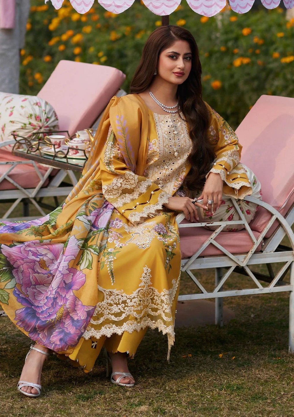 ELAF EMBROIDERED SUMMER LAWN THREE PIECE  - A801.