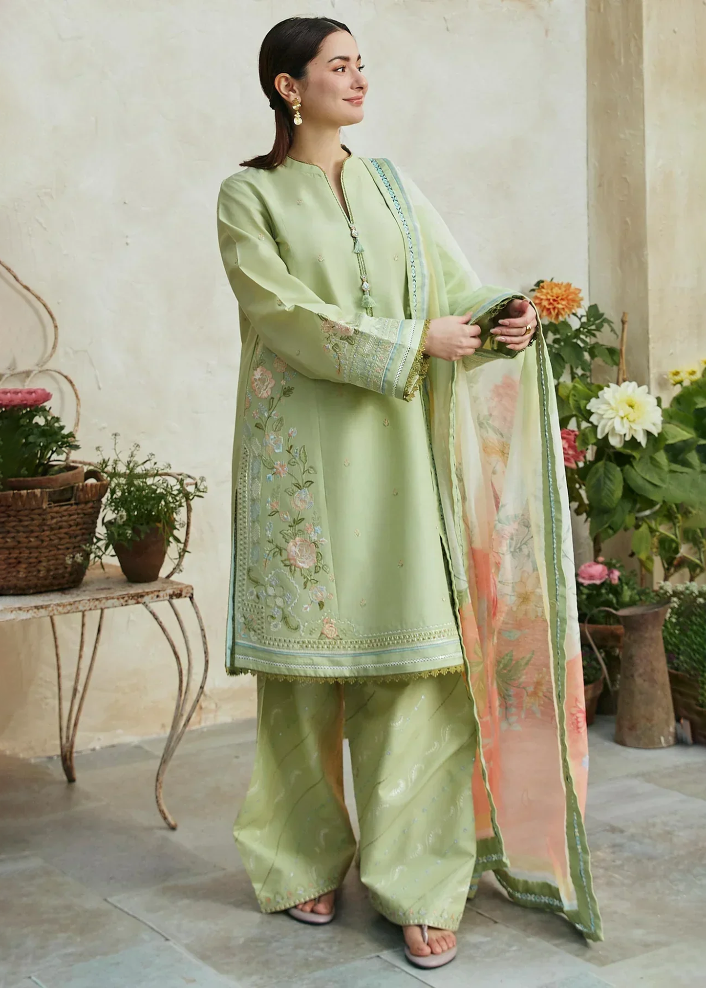 ZARA EMBROIDERED SUMMER LAWN THREE PIECE - A804