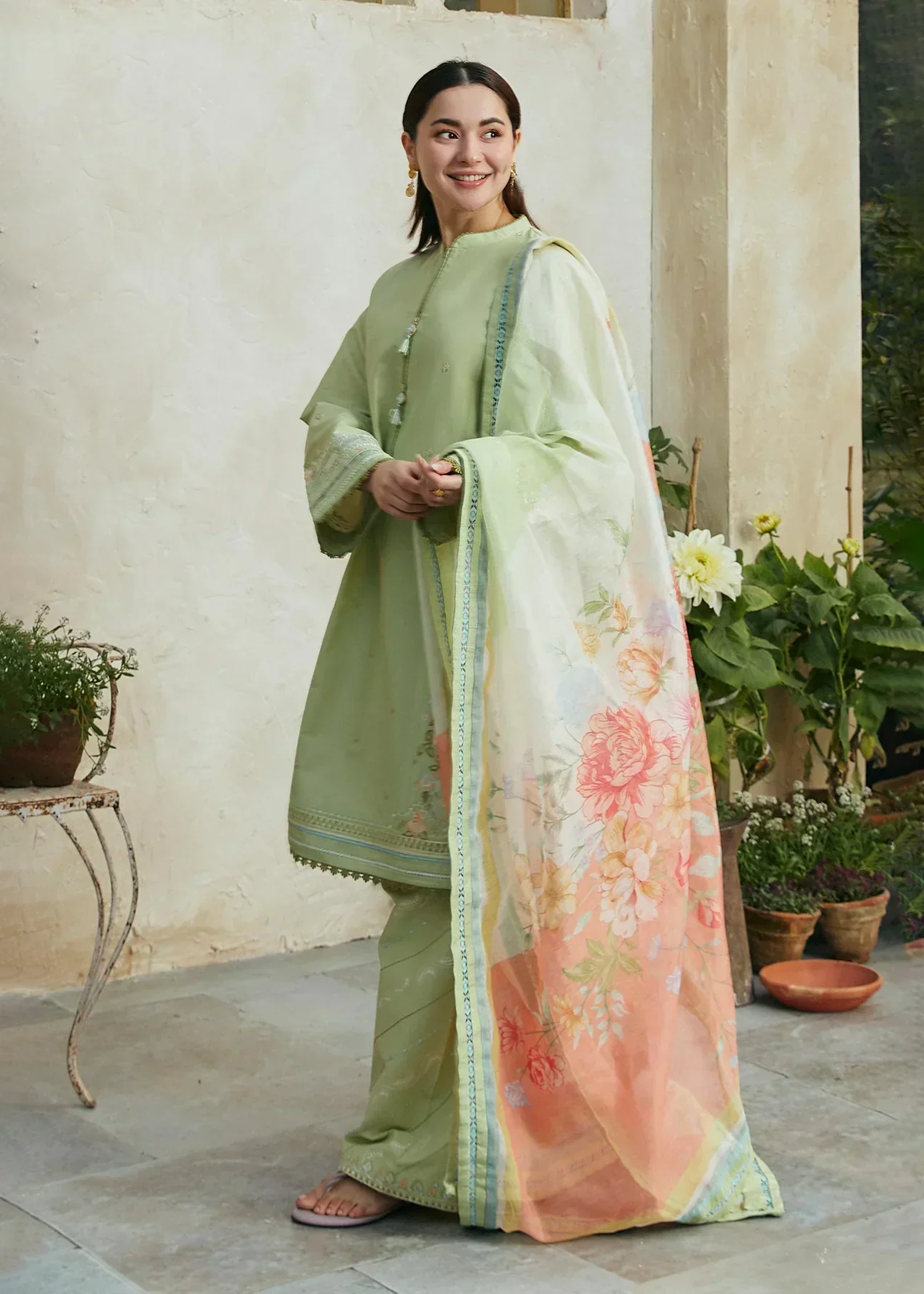 ZARA EMBROIDERED SUMMER LAWN THREE PIECE - A804