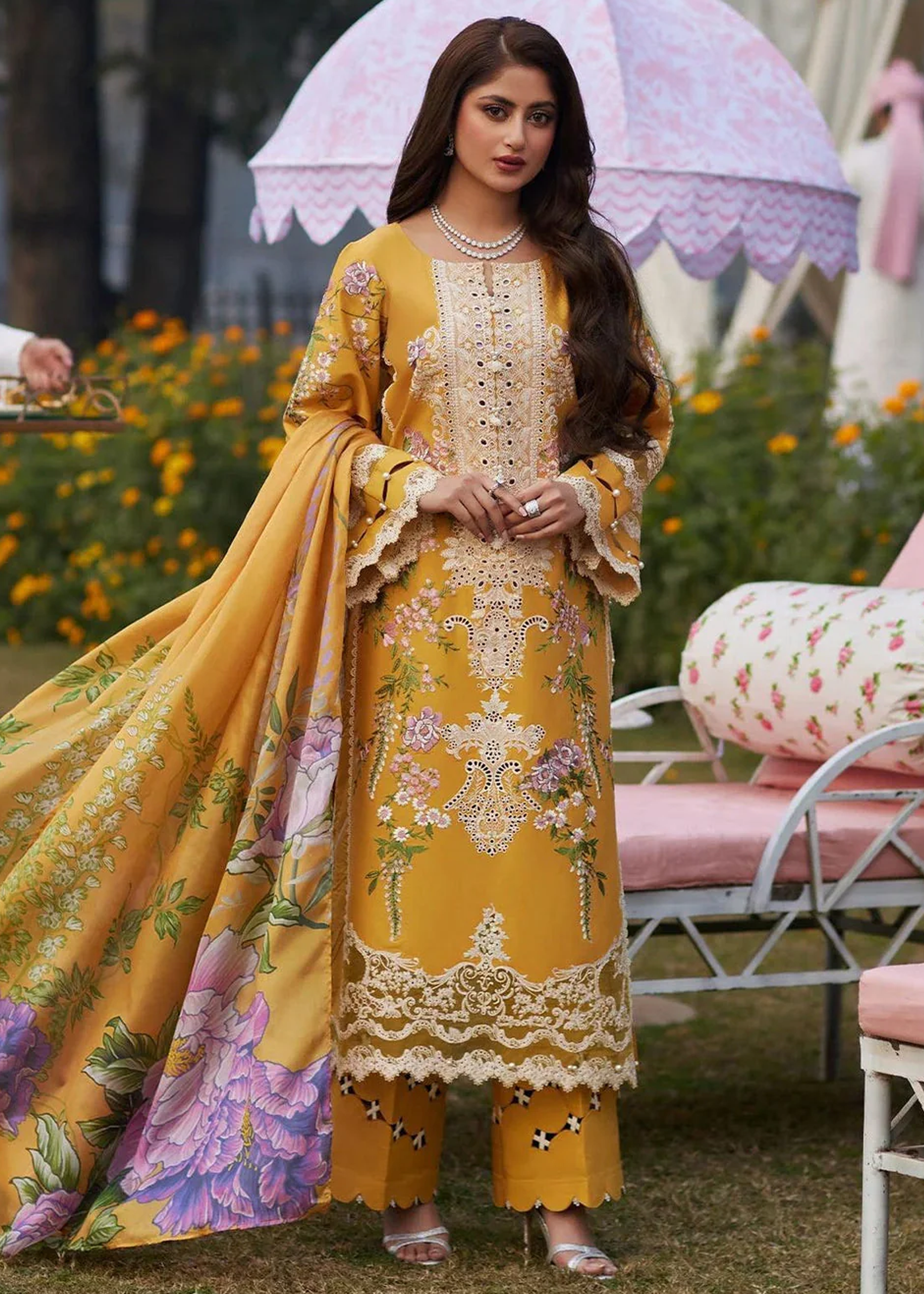 ELAF EMBROIDERED SUMMER LAWN THREE PIECE  - A801.